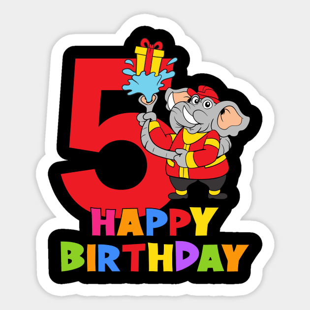 5th Birthday Party 5 Year Old Five Years Sticker by KidsBirthdayPartyShirts